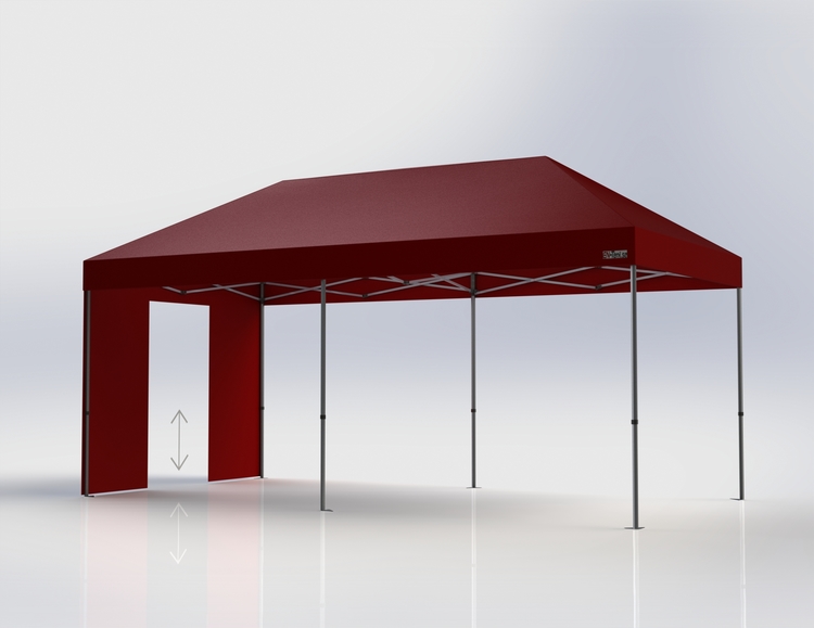 Popup Tält - 3x6 m - Stativ 40 mm med röd takduk