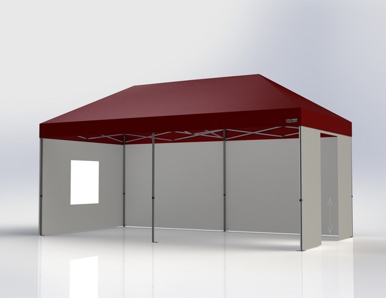 Popup Tält - 3x6 m - Stativ 40 mm med röd takduk