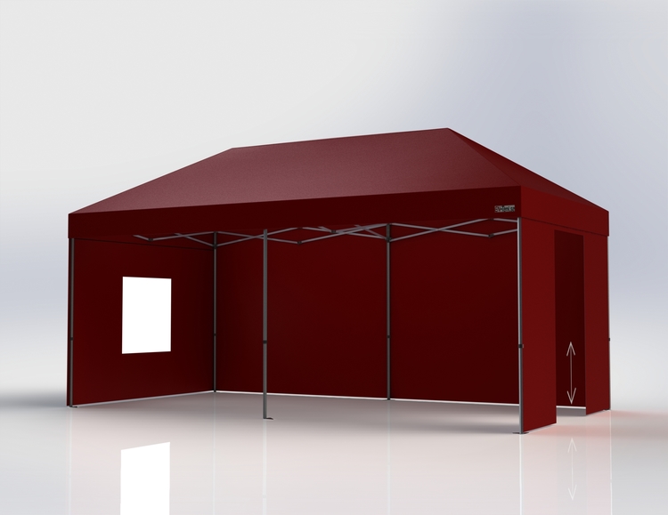 Popup Tält - 3x6 m - Röd - Stativ med takduk