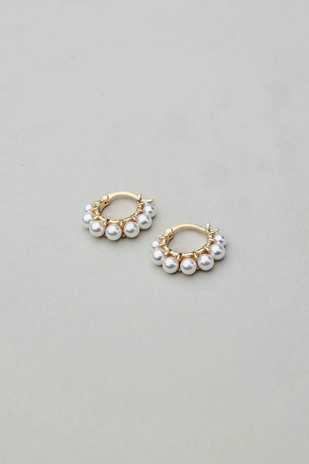 Bead pearl hoops S - Bow19