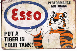 Plåtskylt Esso tiger