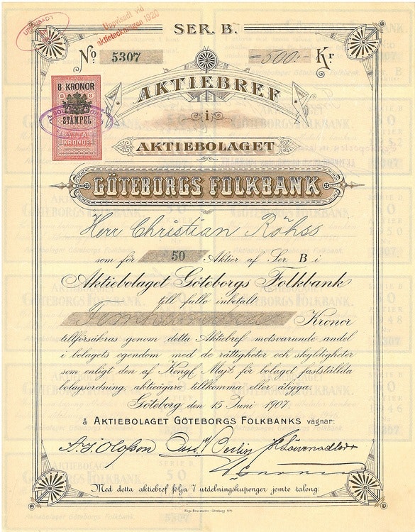 Göteborgs Folkbank, AB, 1906