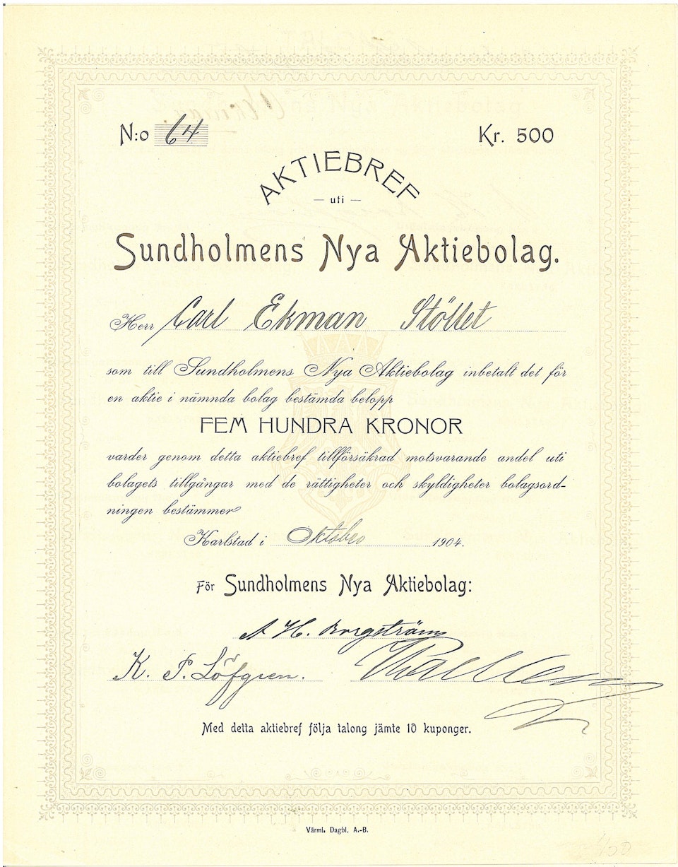 Sundholmens Nya AB, 1907