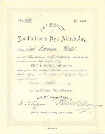 Sundholmens Nya AB, 1907