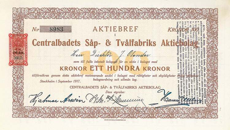 Centralbadets Såp- & Tvålfabriks AB, 1917