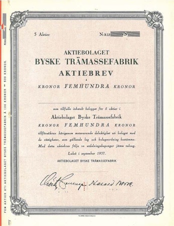 Byske Trämassefabrik, AB, 500 kr