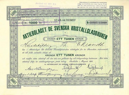 De Svenska Kristallglasbruken AB, 1903