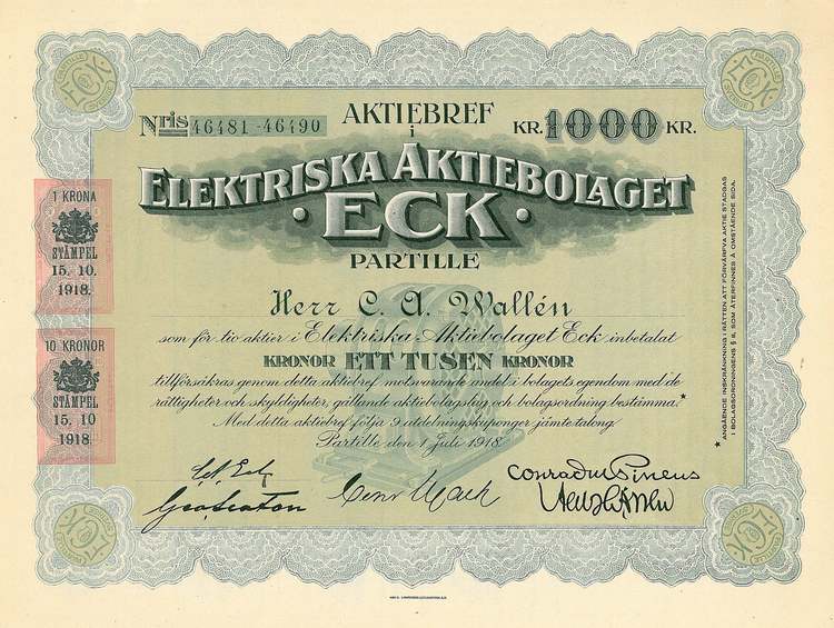 Elektriska AB Eck, 1000 kr