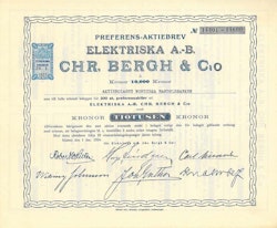 Elektriska AB Chr.Bergh & C:o, 10.000 kr