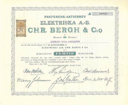 Elektriska AB Chr.Bergh & C:o, 50 kr