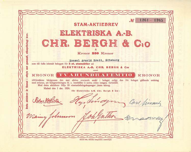 Elektriska AB Chr. Bergh & C:o, 50 kr