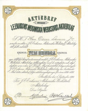 Eriksons Mekaniska Verkstads AB, J.E. 1890