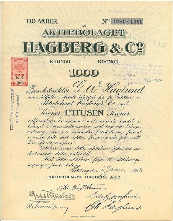Hagberg & Co., AB, 1000 kr,