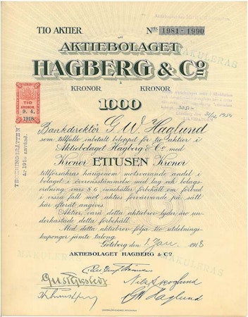 Hagberg & Co., AB, 1000 kr,