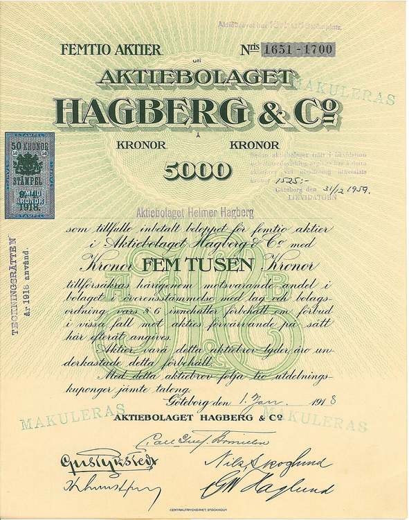 Hagberg & Co., AB, 5000 kr