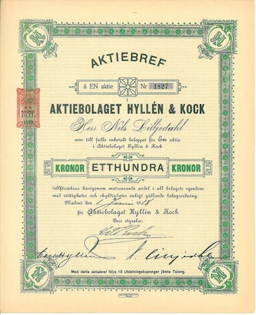 Hyllén & Kock, AB, 1918