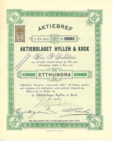 Hyllén & Kock, AB, 1911