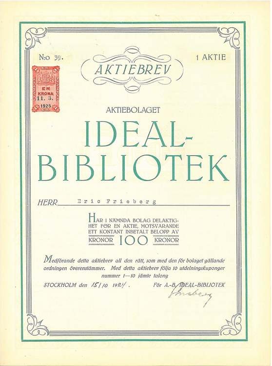 Ideal-Bibliotek, AB, 1924