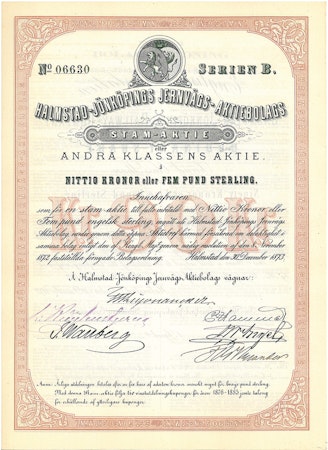 Halmstad-Bolmens Jernvägs AB, 90 kr, 1873