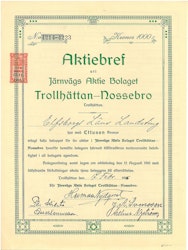 Järnvägs AB Trollhättans-Nossebro, 1000 kr, 1916