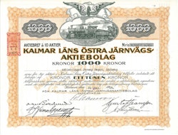 Kalmar Läns Östra Järnvägs AB, 1 000 kr, 1919