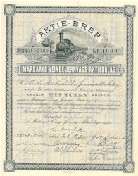 Markaryd Veinge Jernvägs AB, 1000 kr, 1898