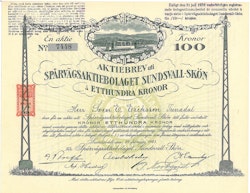 Spårvägs AB Sundsvall-Skön, 100 kr, 1923