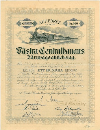 Västra Centralbanans Järnvägs AB, 100 kr, 1904