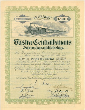 Västra Centralbanans Järnvägs AB,  500 kr, 1904