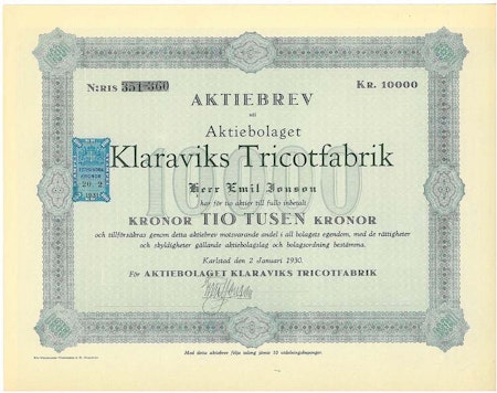 Klaraviks Tricotfabrik, AB