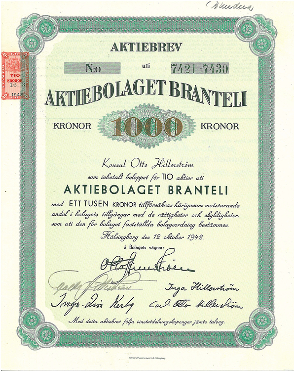 Branteli, AB, 1 000 kr