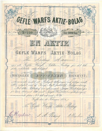 Gefle Warfs AB, 1 000 Rdr, 1874