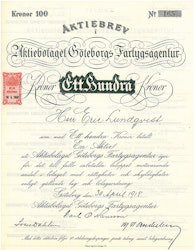 Göteborgs Fartygsagentur, AB 100 kr, 1918
