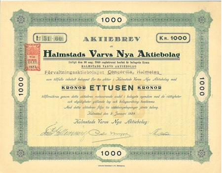 Halmstads Varvs Nya AB, 1 000 kr, 1923