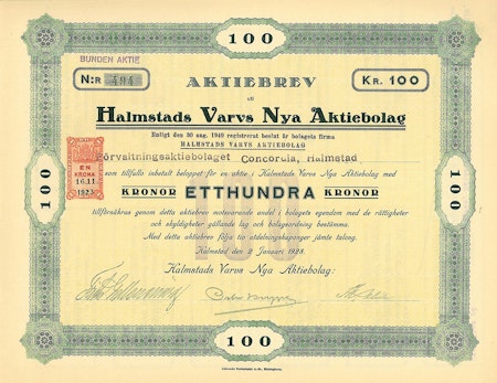 Halmstads Varvs Nya AB, 100 kr, 1923