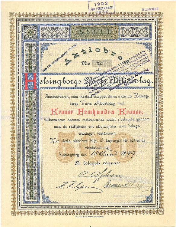 Helsingborgs Varfs AB, 500 kr, 1899