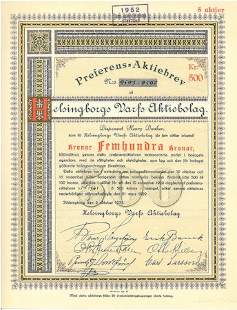 Helsingborgs Varfs AB, 500 kr, 1933