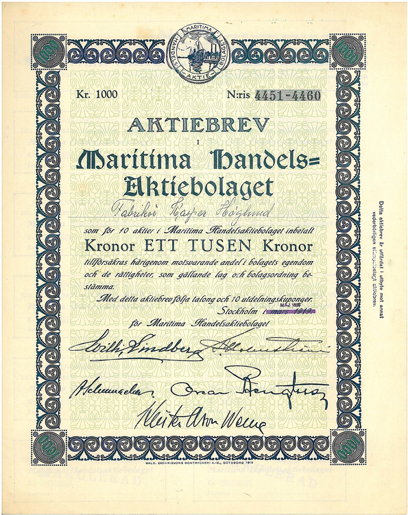Maritima Handels AB, 1 000 kr, 1920
