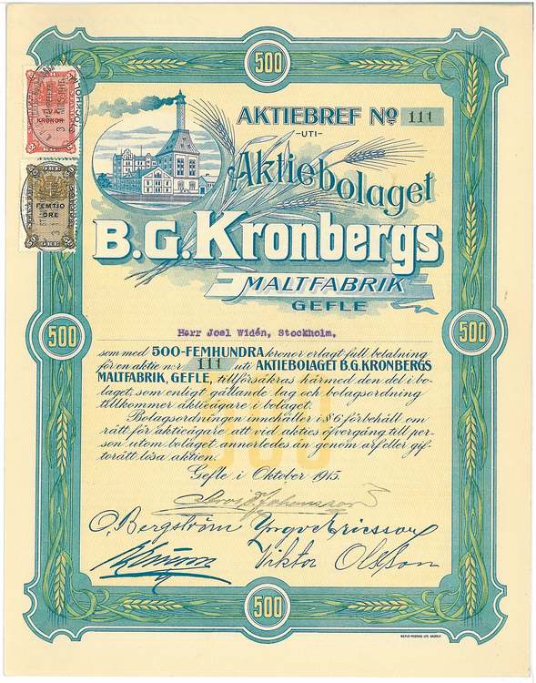 Kronbergs Maltfabrik, AB B.G.