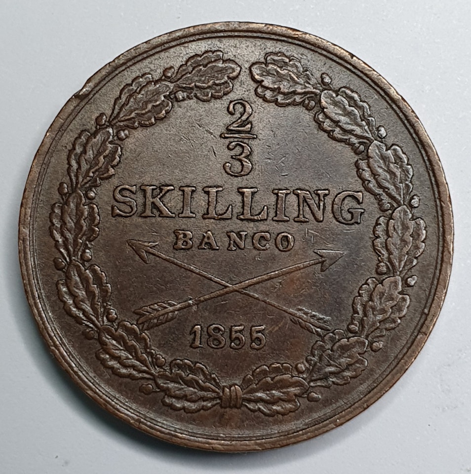 Oscar I, 2/3 Skilling Banco, 1855