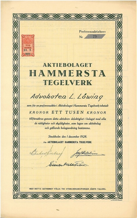 Hammersta Tegelverk, AB
