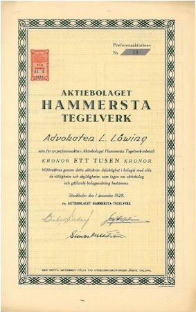Hammersta Tegelverk, AB