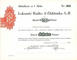 Lokrant´z Radio-& Elektriska AB, 100 kr.