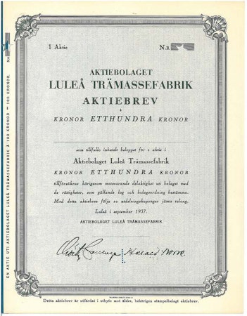 Luleå Trämassefabrik AB, 100 kr