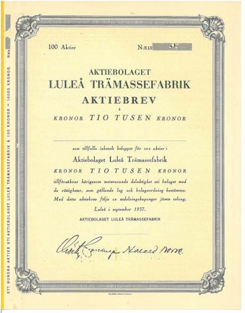 Luleå Trämassefabrik AB, 10.000 kr