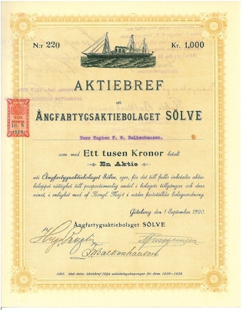 Ångfartygs AB Sölve, 1920