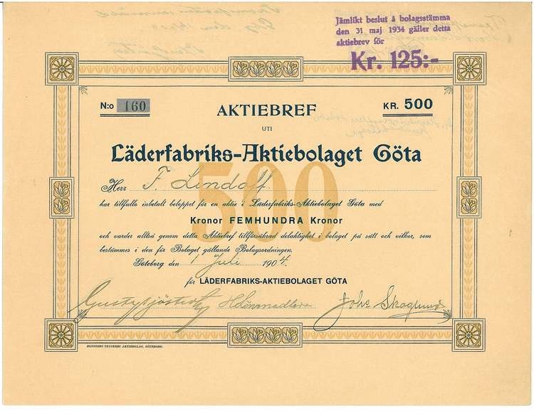 Läderfabriks AB Göta, 1904