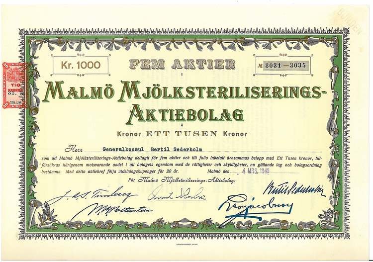 Malmö Mjölksteriliserings-AB, 1942