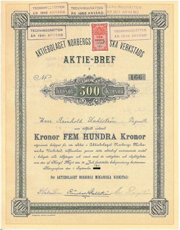 Norbergs Mekaniska Verkstads AB, 1911