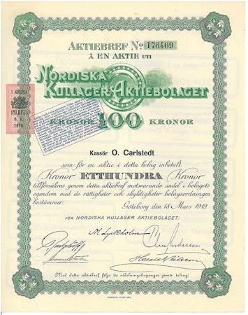 Nordiska Kullager, AB, 1919